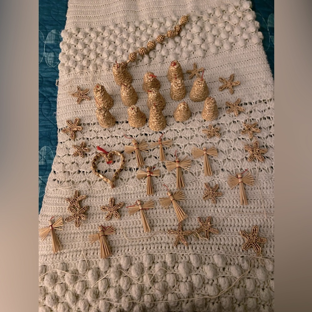 Vintage straw, wicker, rattan Ornaments